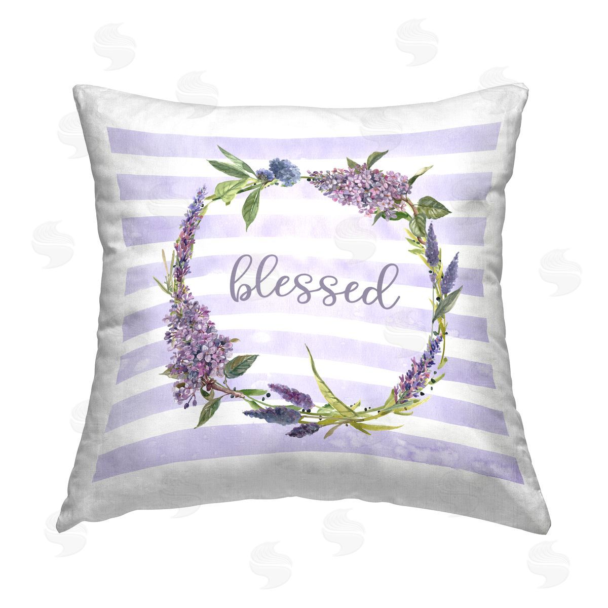 Carol Robinson Blessed Lilac Wreath Printed Plush Polyester Throw Pillow