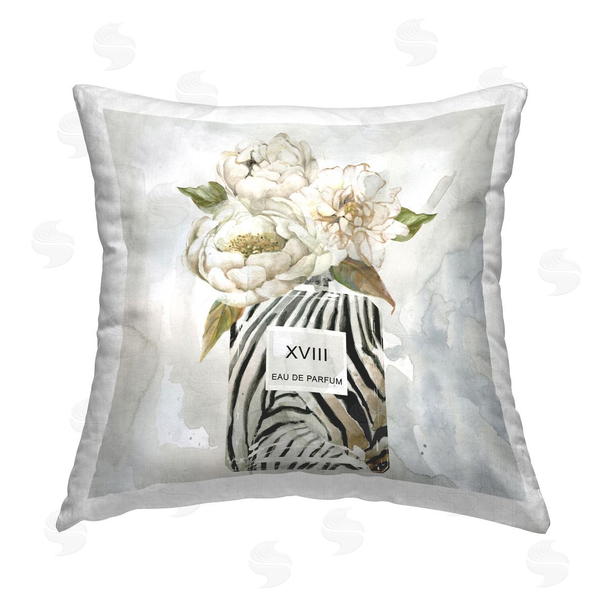 Carol Robinson Feminine Blossoms Perfume Printed Plush Polyester Throw Pillow