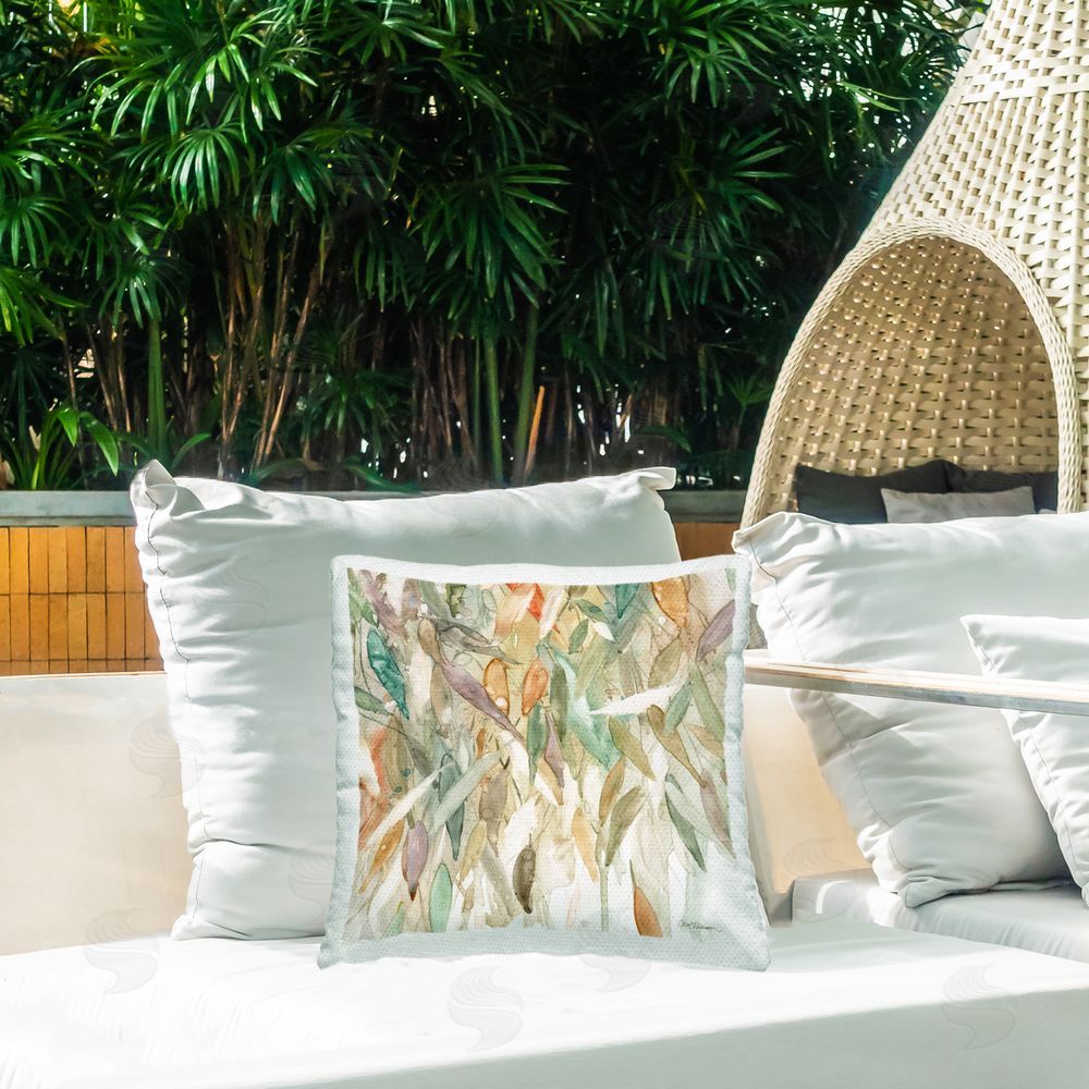 Carol Robinson Cascading Rain Abstraction Outdoor Quick-Dry Polyester Printed Throw Pillow in Back Yard