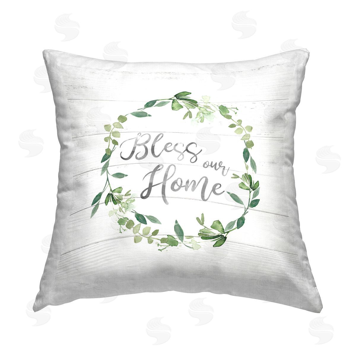 Carol Robinson Bless Rustic Botanics Wreath Printed Plush Polyester Throw Pillow