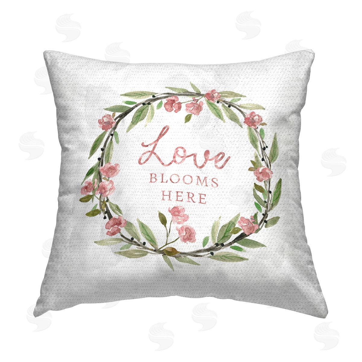 Carol Robinson Sentimental Rose Bud Wreath Outdoor Quick-Dry Polyester Printed Throw Pillow
