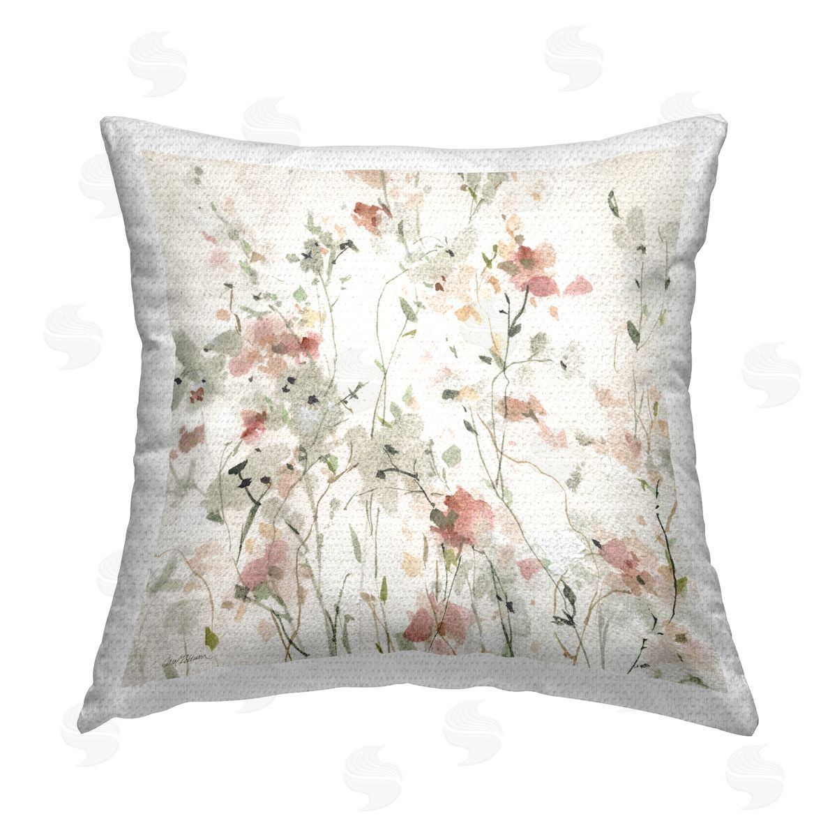 Carol Robinson Rice Paper Florals Outdoor Quick-Dry Polyester Printed Throw Pillow
