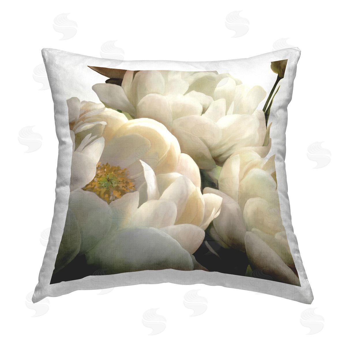 Carol Robinson Curved Floral Blooms Printed Plush Polyester Throw Pillow