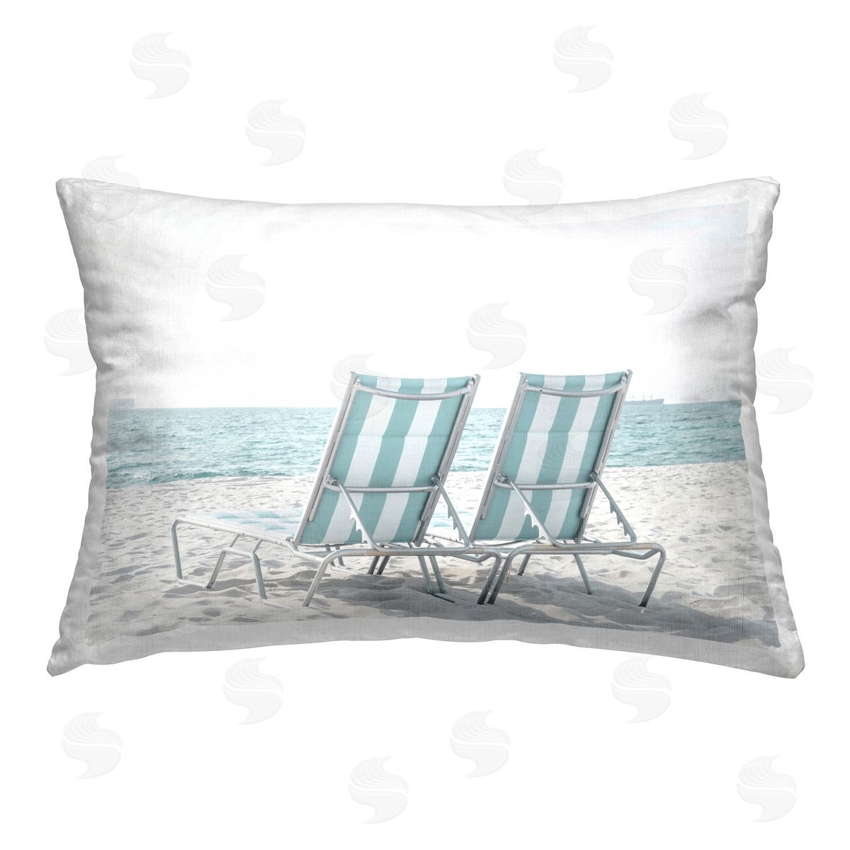 Elena Chukhlebova Blue Beach Chairs Pair Printed Plush Polyester Throw Pillow