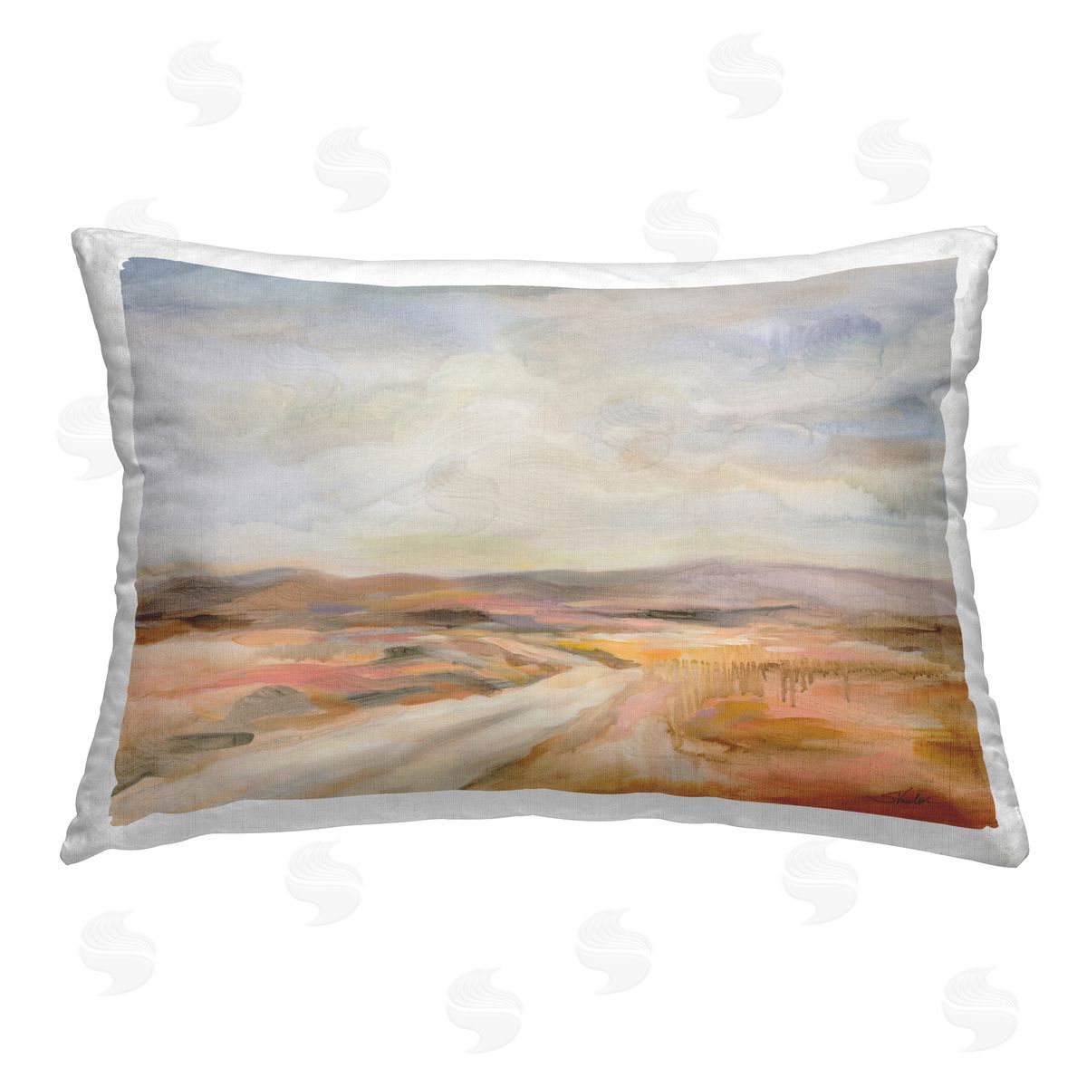 Silvia Vassileva White Desert Road Printed Plush Polyester Throw Pillow