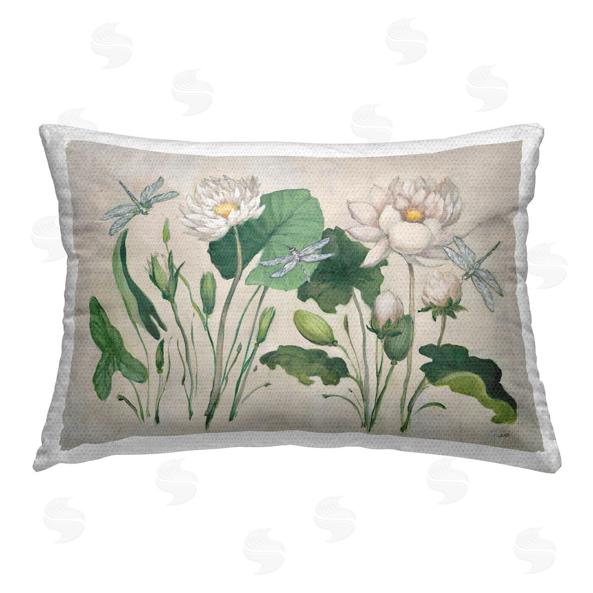 Julia Purinton Tranquil Lilies Vintage Outdoor Quick-Dry Polyester Printed Throw Pillow