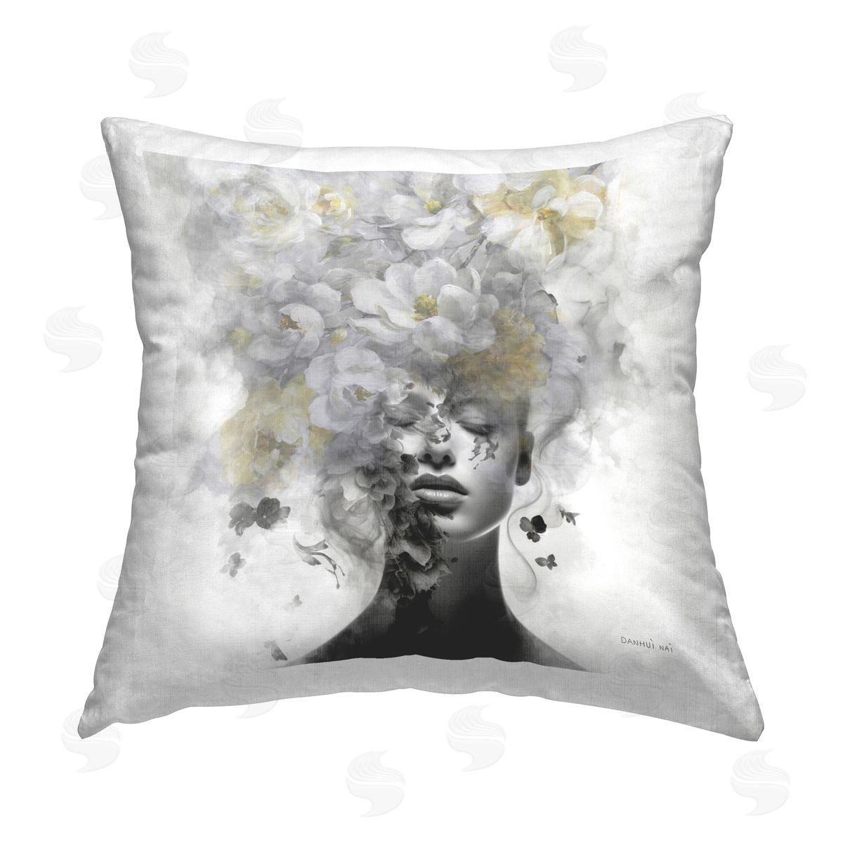 Danhui Nai Hidden Spring Visage Printed Plush Polyester Throw Pillow