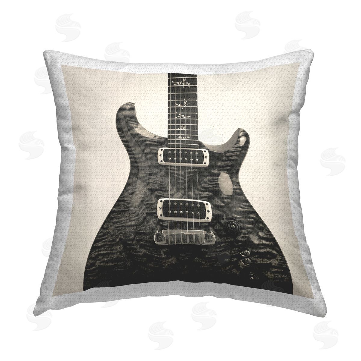 Deborah Revell Wave Patterned Guitar Outdoor Quick-Dry Polyester Printed Throw Pillow