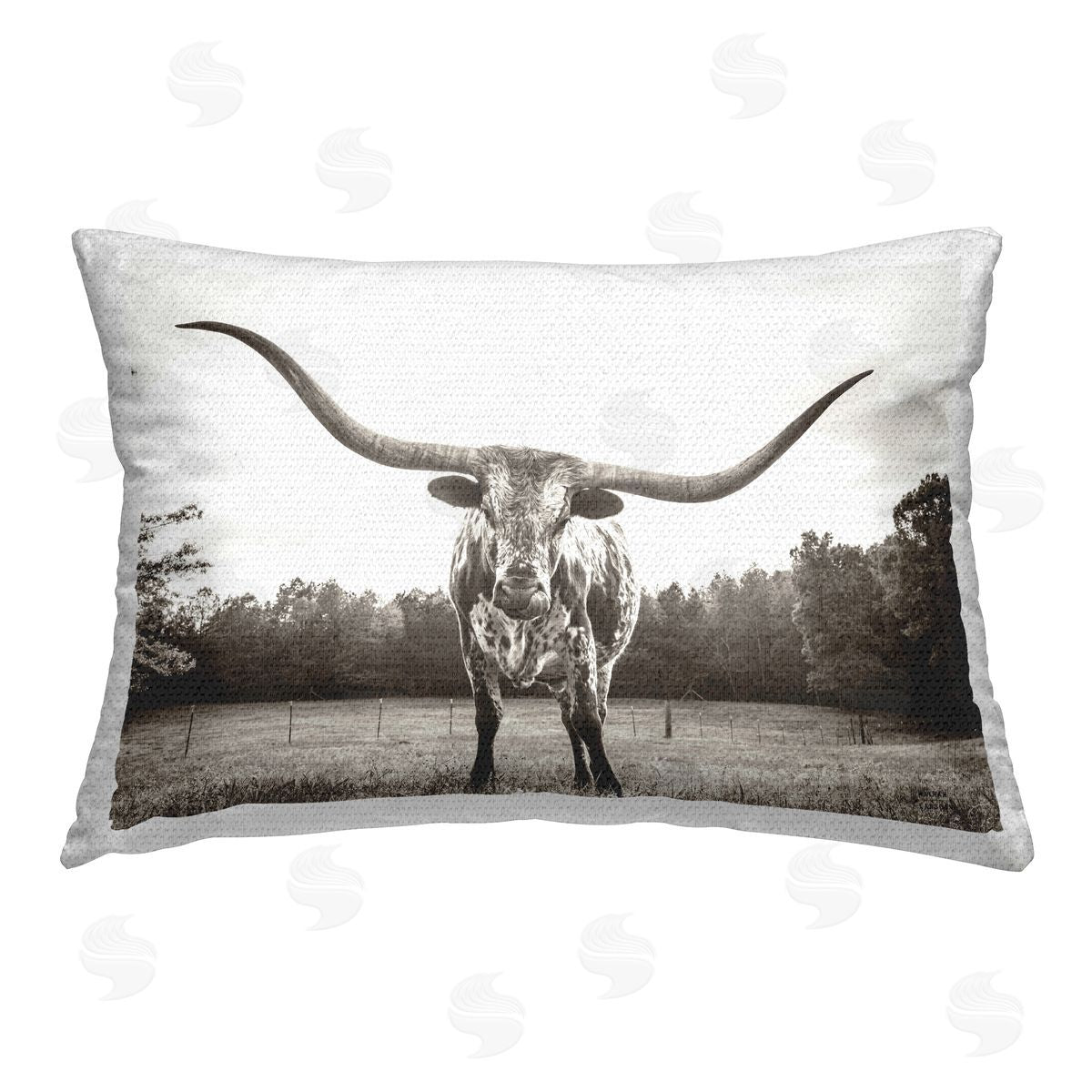 Nathan Larson Longhorn Licking Lips Outdoor Quick-Dry Polyester Printed Throw Pillow