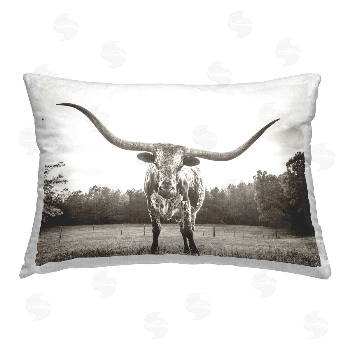 Nathan Larson Longhorn Licking Lips Printed Plush Polyester Throw Pillow
