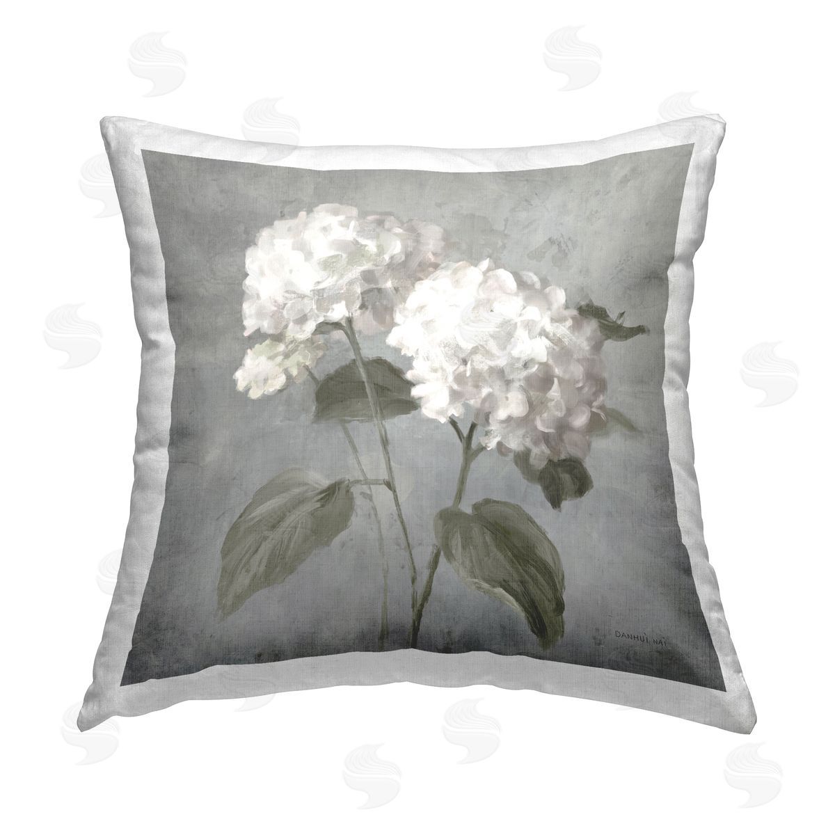 Danhui Nai White Hydrangeas Pair Printed Plush Polyester Throw Pillow