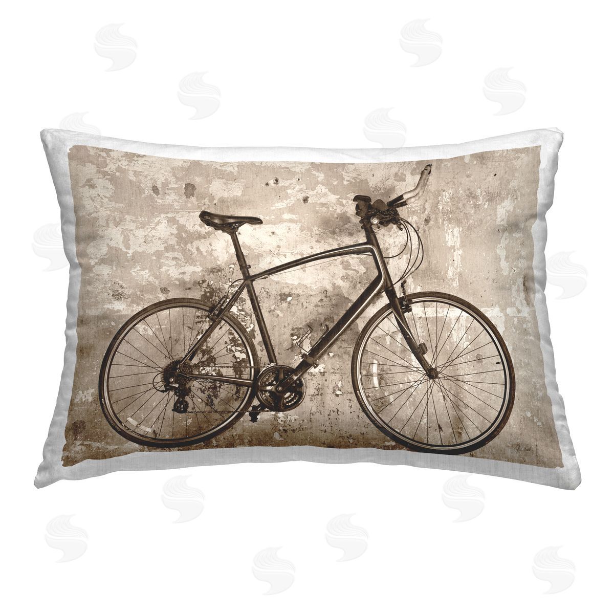 Deborah Revell Distressed Vintage Bike Printed Plush Polyester Throw Pillow