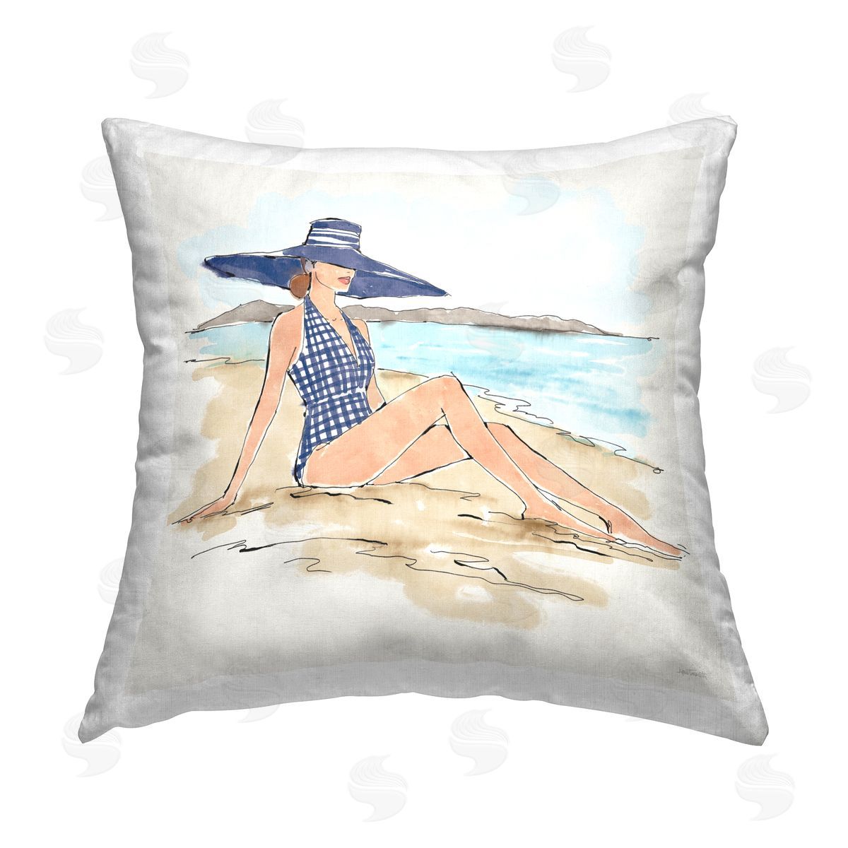 Anne Tavoletti Sun Bathing Beauty Printed Plush Polyester Throw Pillow