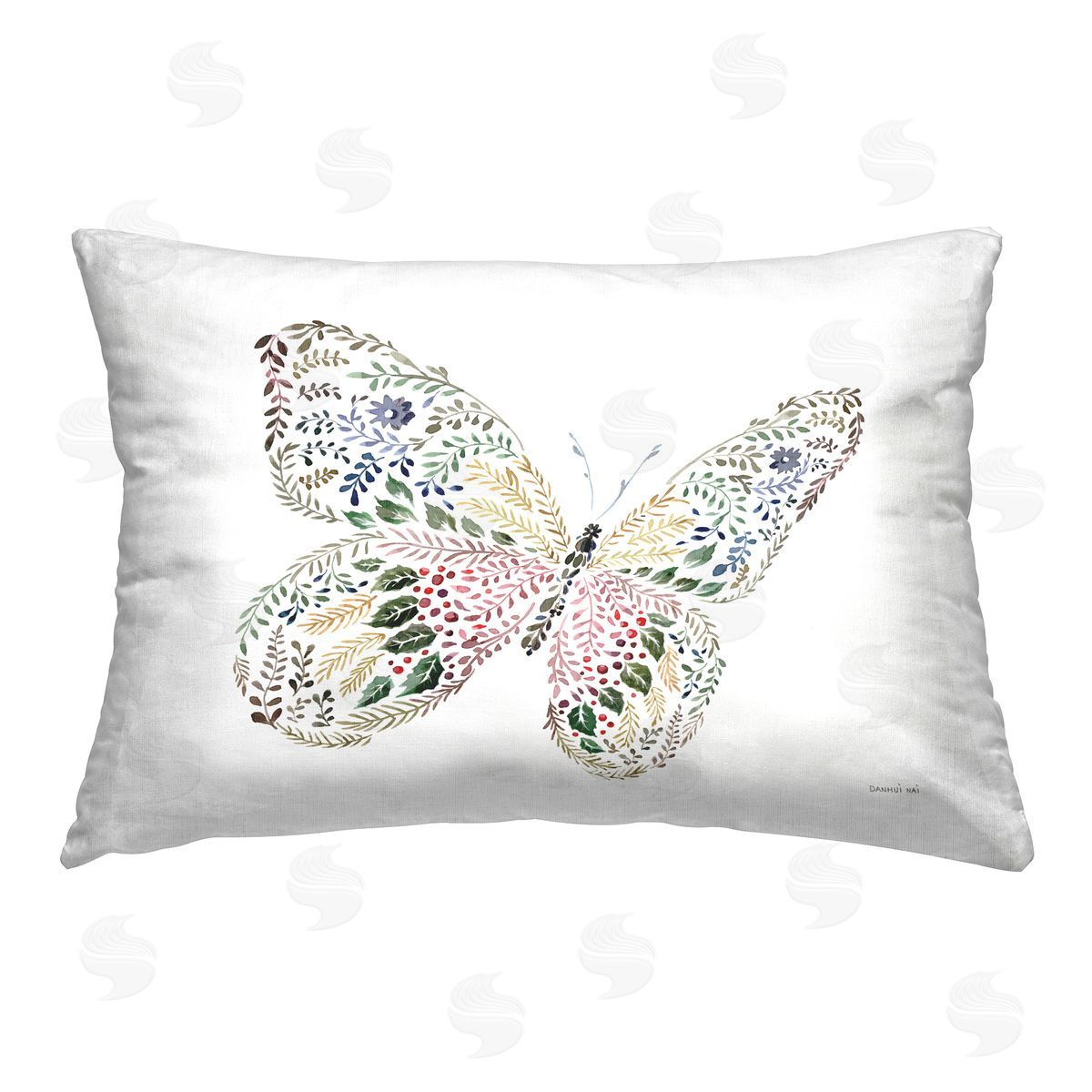 Danhui Nai Floral Nature Butterfly Printed Plush Polyester Throw Pillow