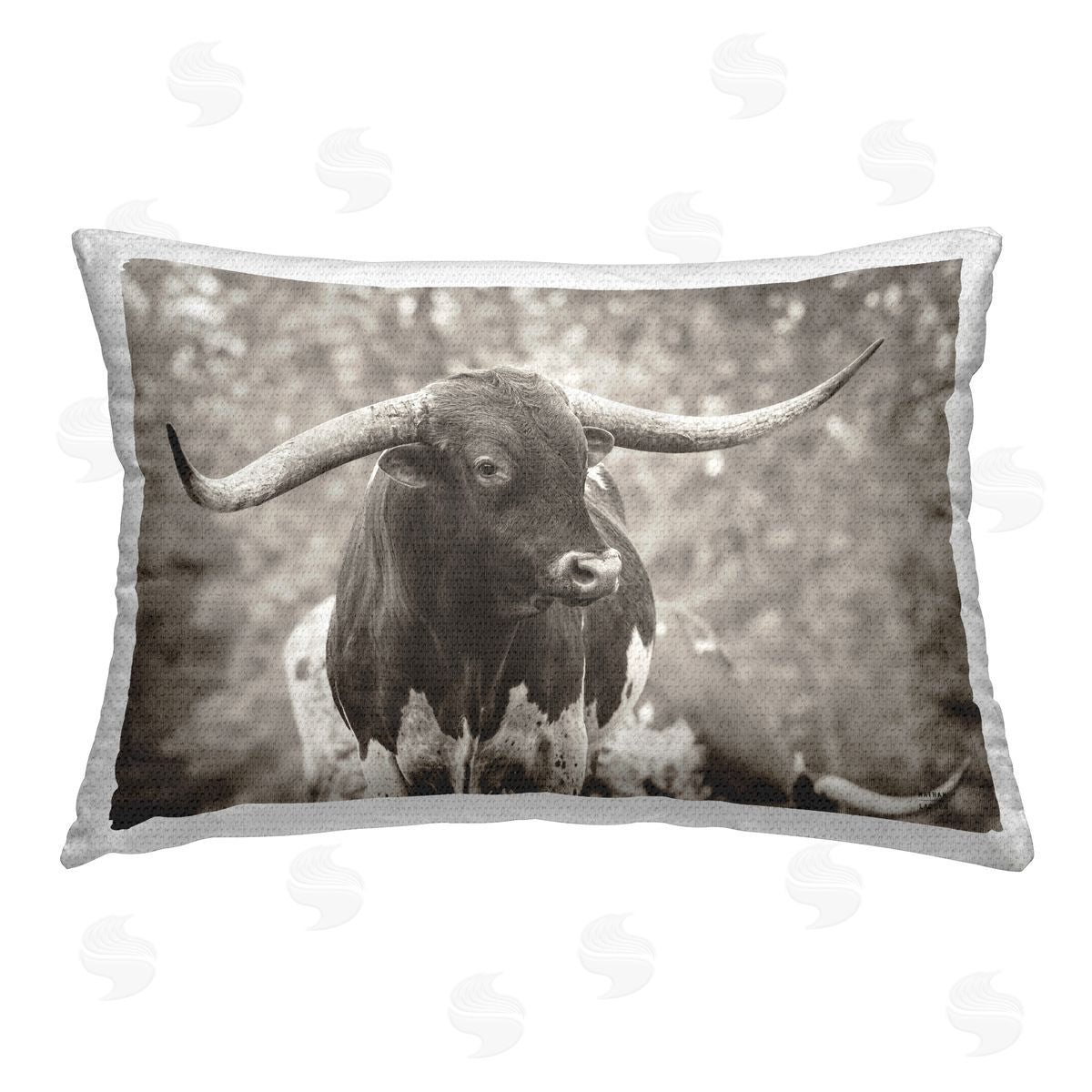 Nathan Larson Longhorn's Gaze Photography Outdoor Quick-Dry Polyester Printed Throw Pillow