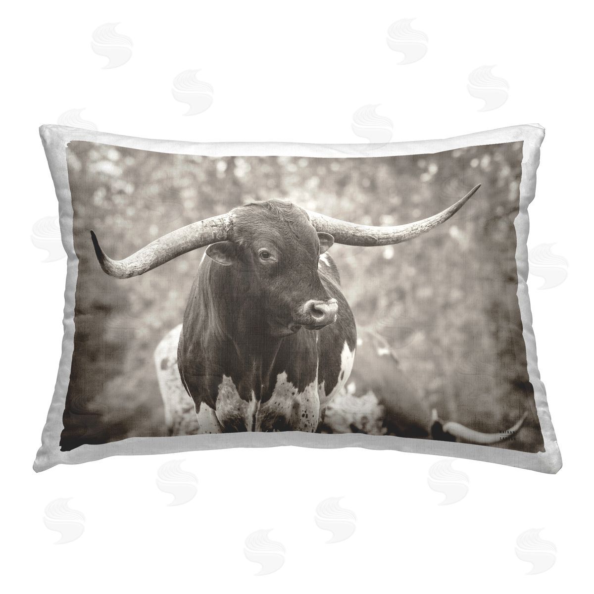 Nathan Larson Longhorn's Gaze Photography Printed Plush Polyester Throw Pillow