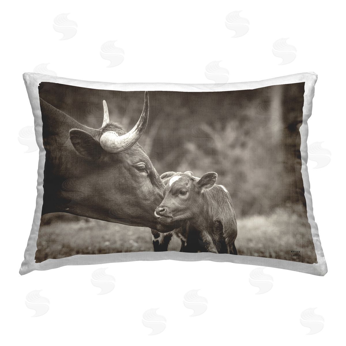Nathan Larson Longhorn Kiss Photography Printed Plush Polyester Throw Pillow