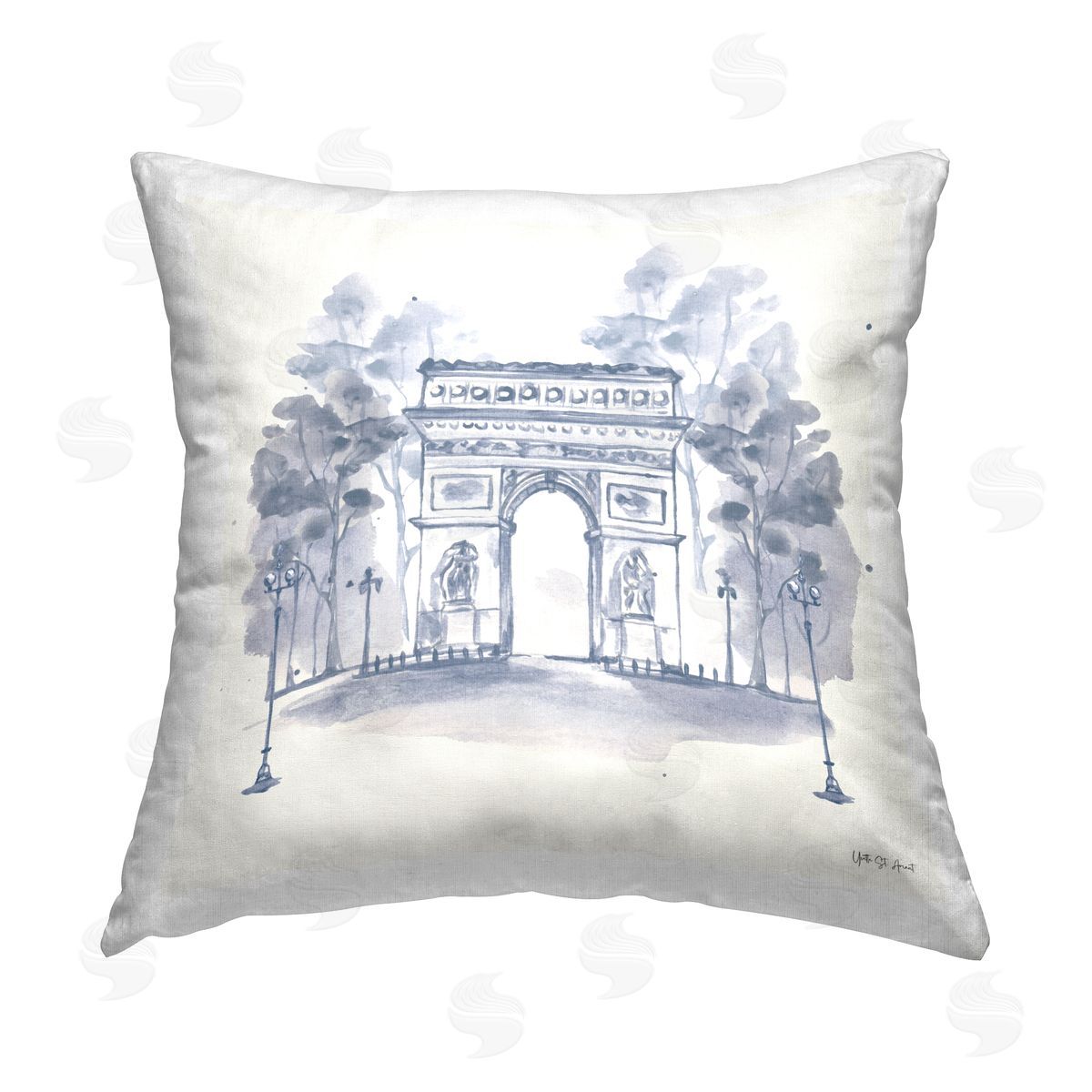 Yvette St. Amant Arc de Triomphe Sketch Printed Plush Polyester Throw Pillow