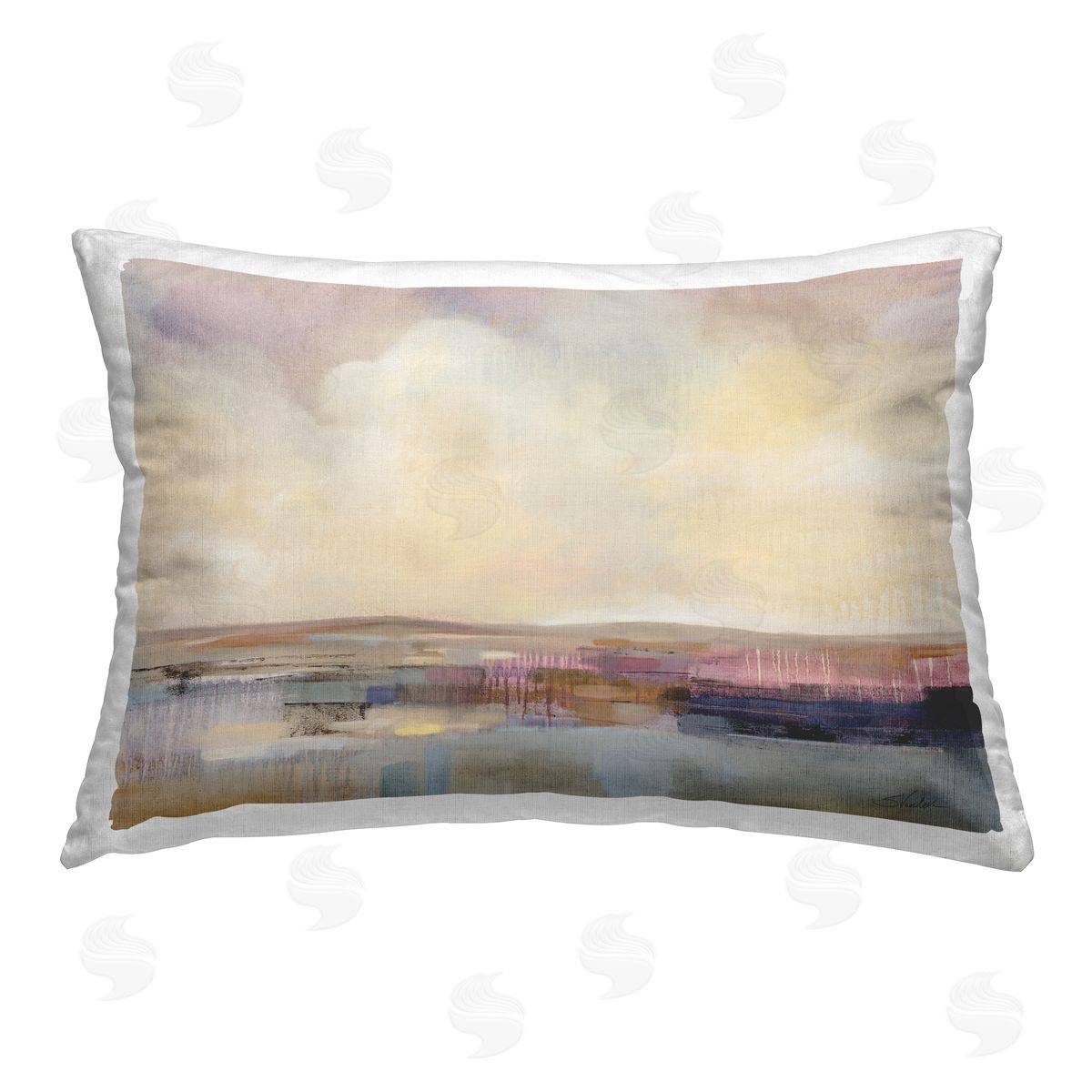 Silvia Vassileva Billowing Clouds Abstraction Printed Plush Polyester Throw Pillow