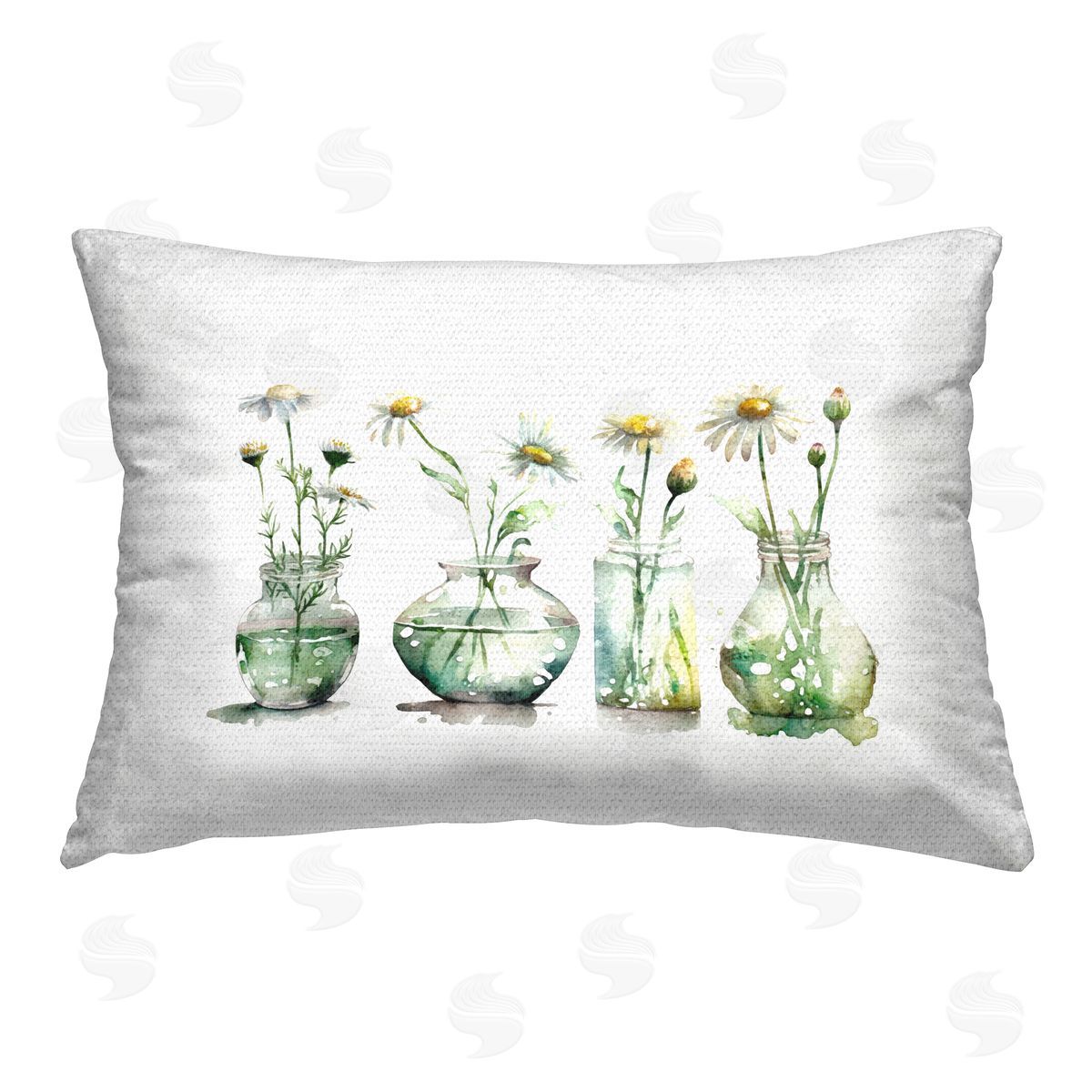 Svetlana Aleynikova Glass Vases Daisies Outdoor Quick-Dry Polyester Printed Throw Pillow