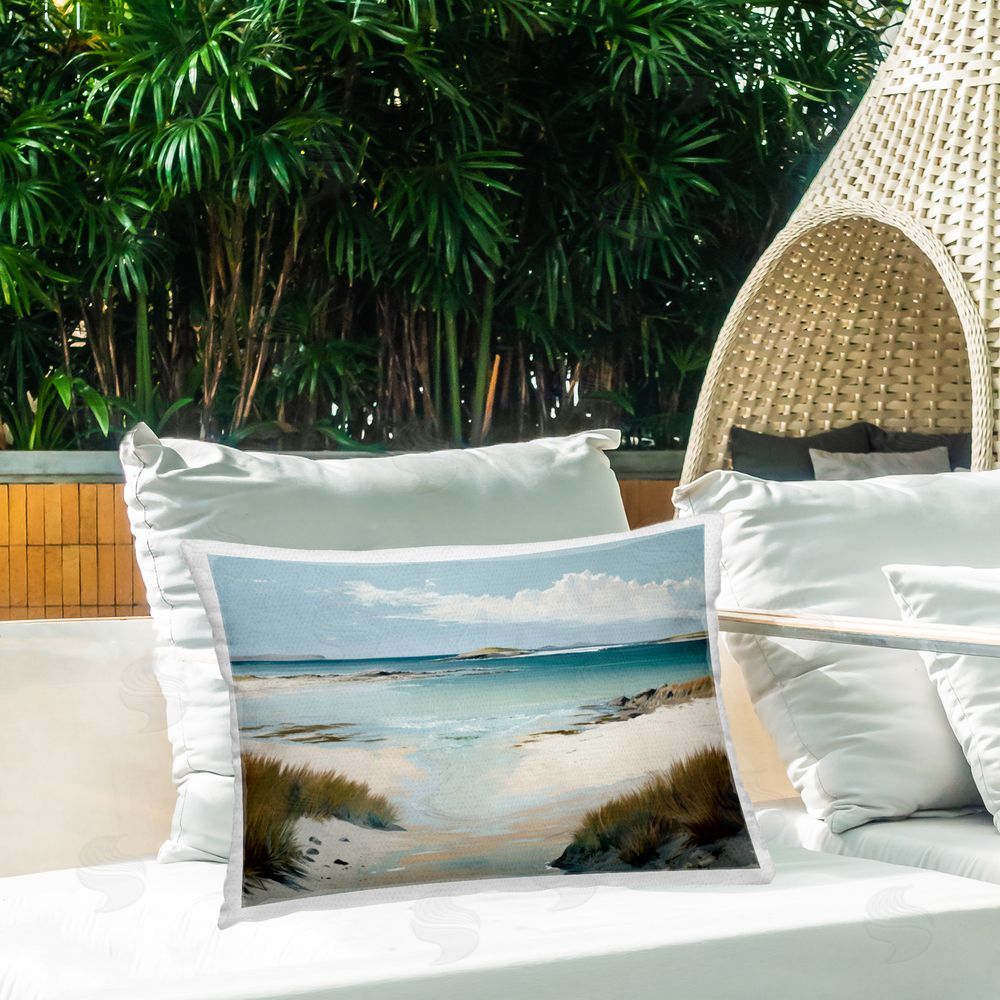 Svetlana Aleynikova River Tide Seascape Outdoor Quick-Dry Polyester Printed Throw Pillow in Back Yard