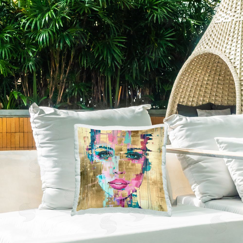 Svetlana Aleynikova Bold Hued Radiance Outdoor Quick-Dry Polyester Printed Throw Pillow in Back Yard