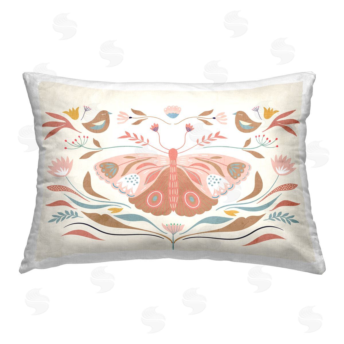 Kim Allen Boho Folk Moth Printed Plush Polyester Throw Pillow