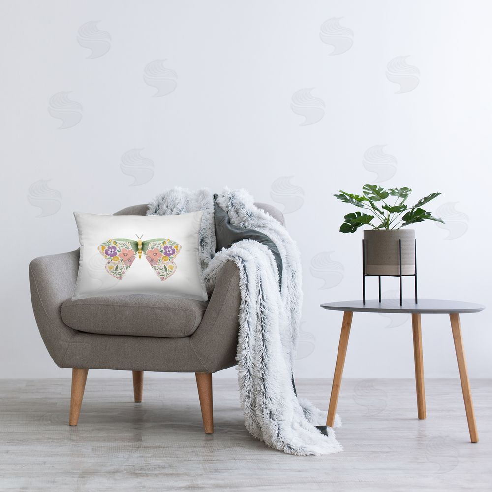 Kim Allen Snail & Natural Mushrooms Printed Plush Polyester Throw Pillow On Chair