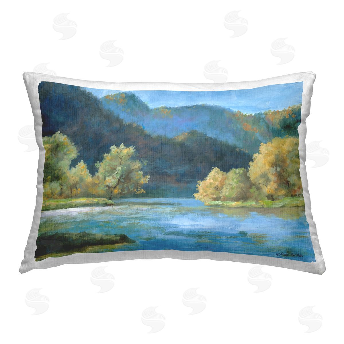 Pam Britton Blue Hued Mountains Printed Plush Polyester Throw Pillow