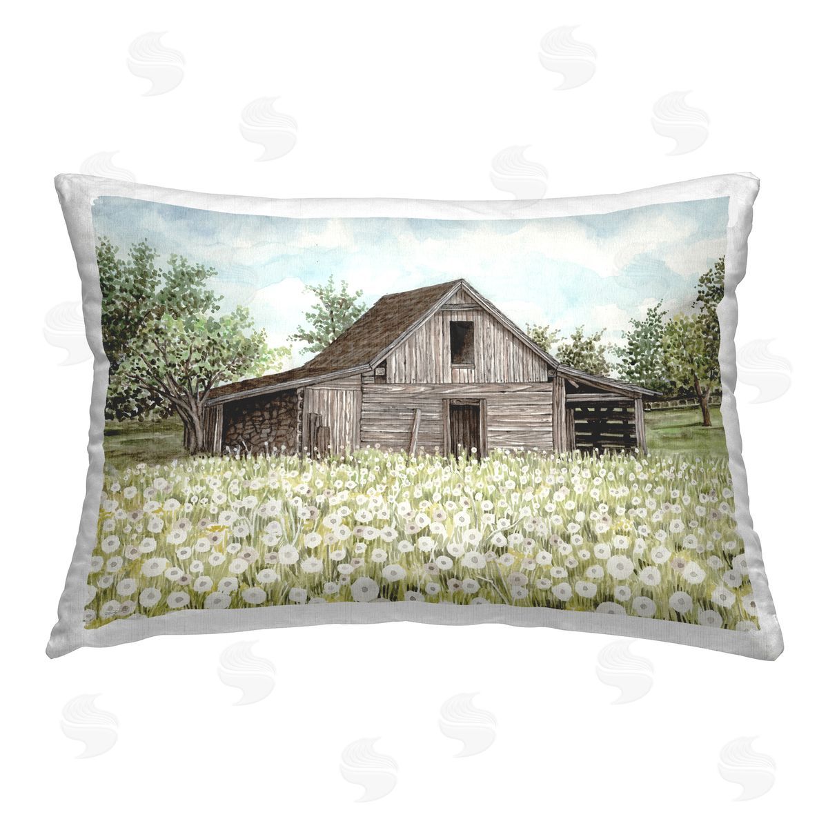 Cindy Jacobs White Poppy Farm Meadow Printed Plush Polyester Throw Pillow