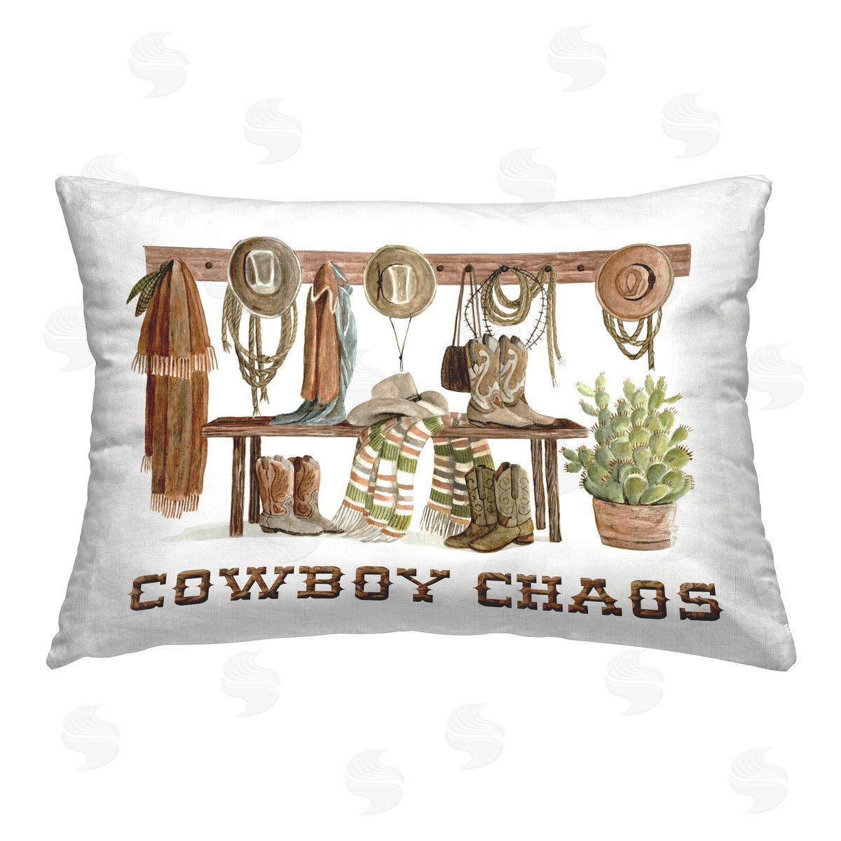 Cindy Jacobs Cowboy Chaos Accessories Printed Plush Polyester Throw Pillow