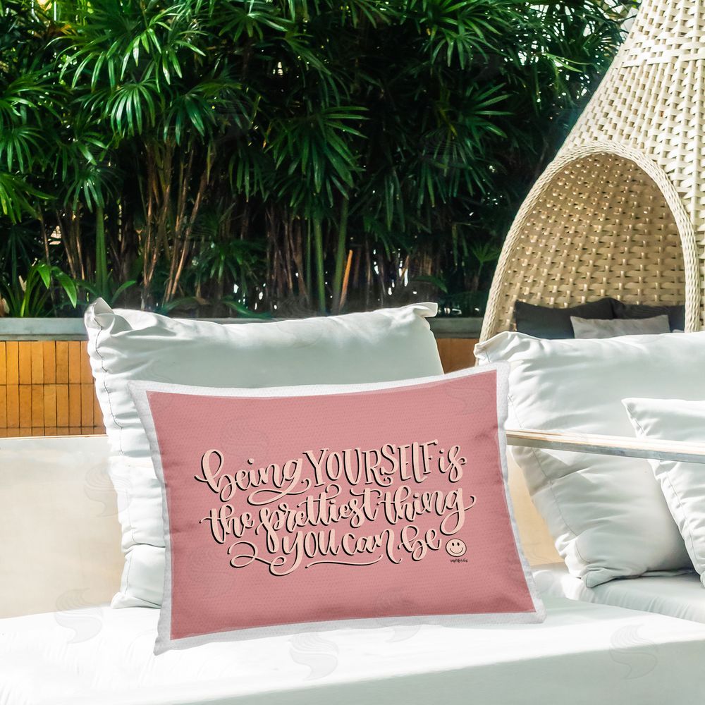 Imperfect Dust Being Yourself is Prettiest Outdoor Quick-Dry Polyester Printed Throw Pillow in Back Yard