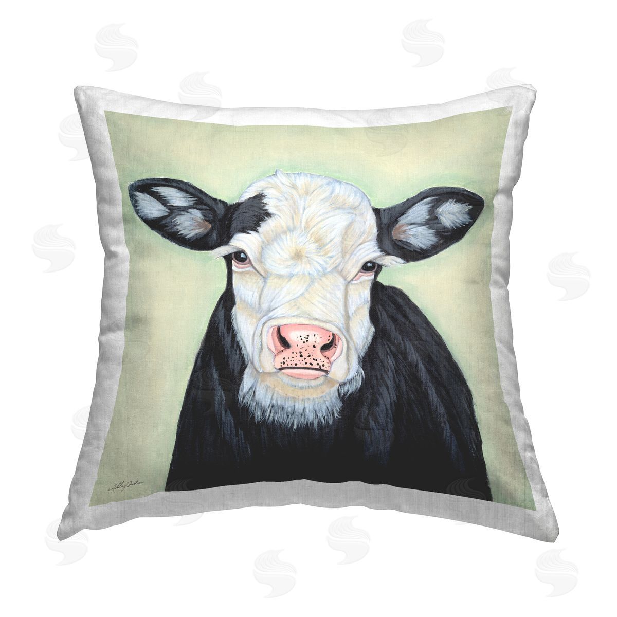 Ashley Justice Cow with Spotted Ears Printed Plush Polyester Throw Pillow