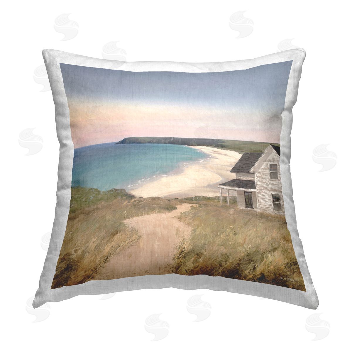 Amber Sterling Cottage Down By Shore Printed Plush Polyester Throw Pillow