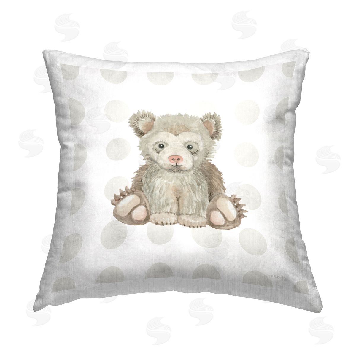 Cindy Jacobs Nursery Bear on Dots Printed Plush Polyester Throw Pillow