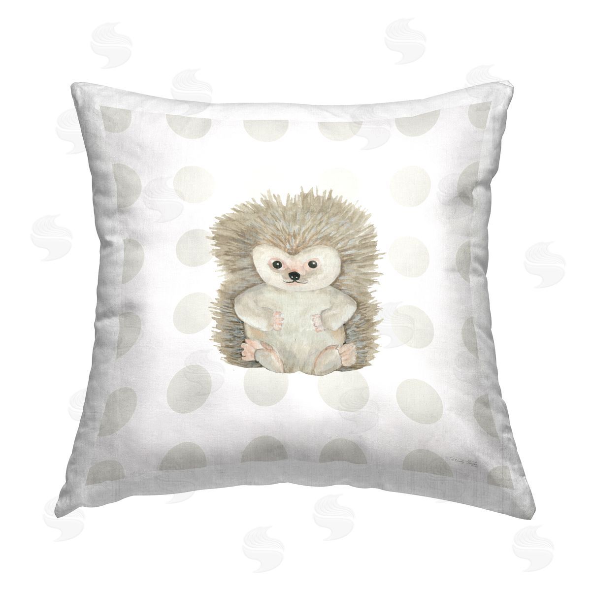 Cindy Jacobs Hedgehog on Dots Printed Plush Polyester Throw Pillow