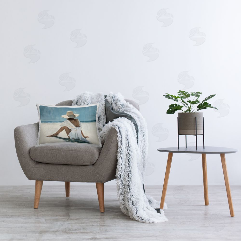 Svetlana Aleynikova Ocean Dream Woman Printed Plush Polyester Throw Pillow On Chair