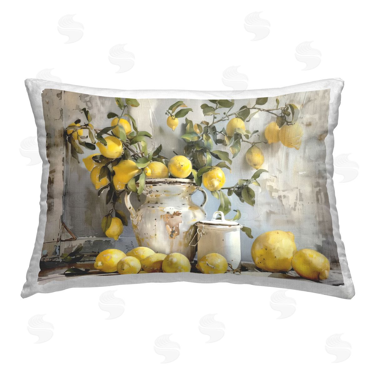 Arlington Prints Lemons & Canisters Still Life Printed Plush Polyester Throw Pillow