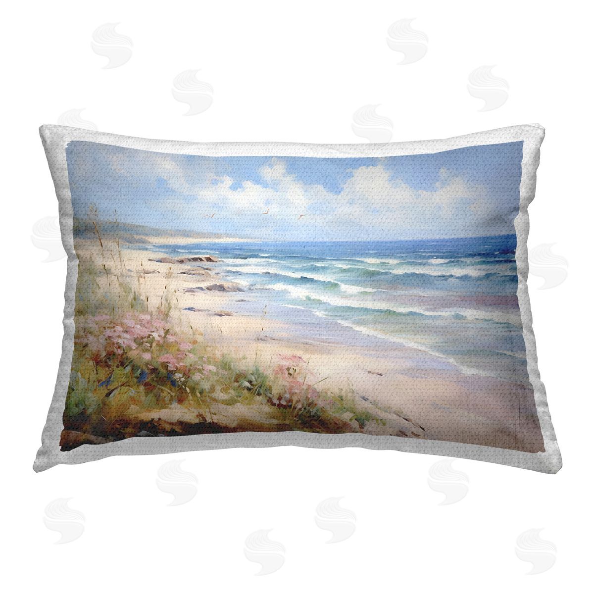 Franklyn Gregory Summer Coastal Waves Outdoor Quick-Dry Polyester Printed Throw Pillow