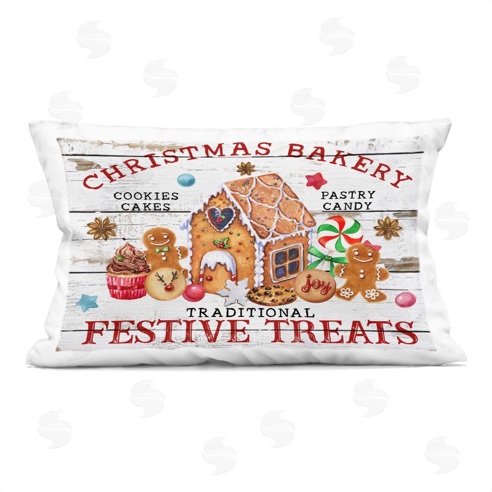 Creatif Belle Festive Treats Bakery Printed Plush Polyester Throw Pillow
