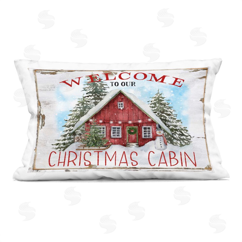 Creatif Belle Christmas Cabin Welcome Printed Plush Polyester Throw Pillow