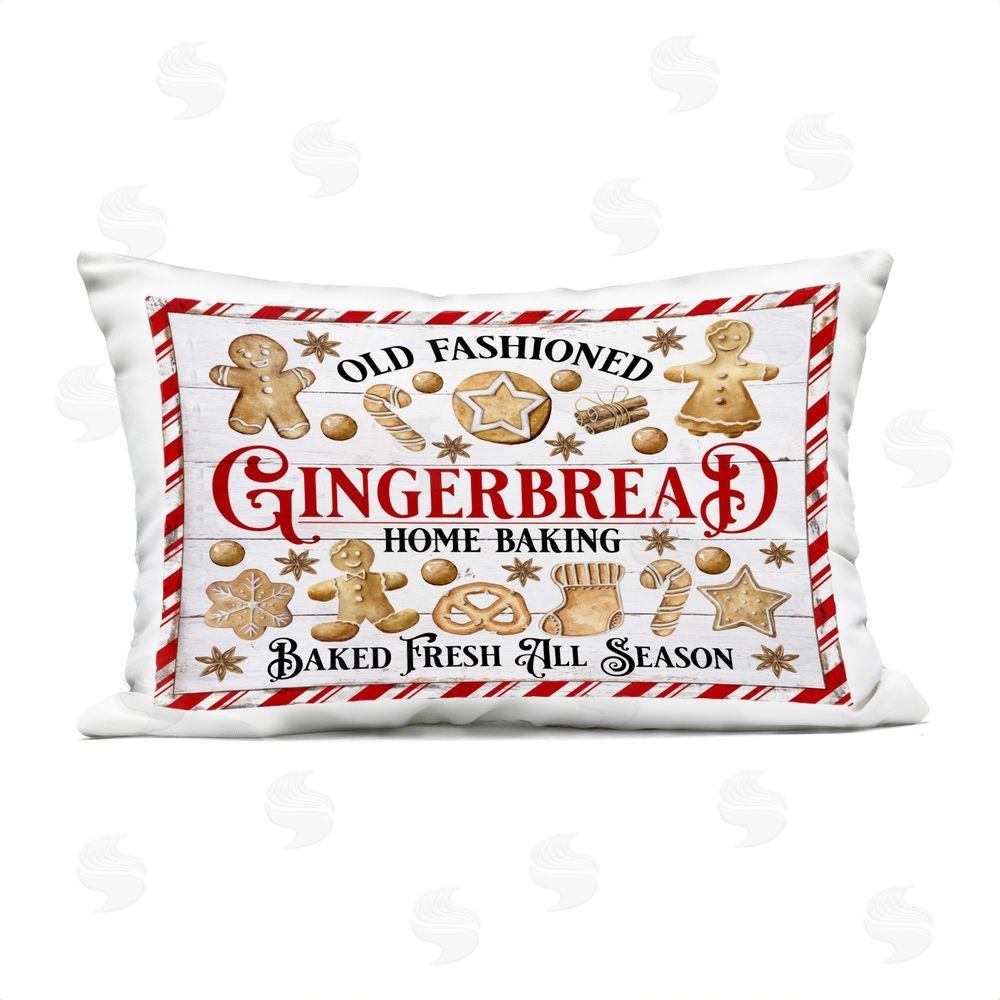 Creatif Belle Old Fashioned Gingerbread Outdoor Quick-Dry Polyester Printed Throw Pillow