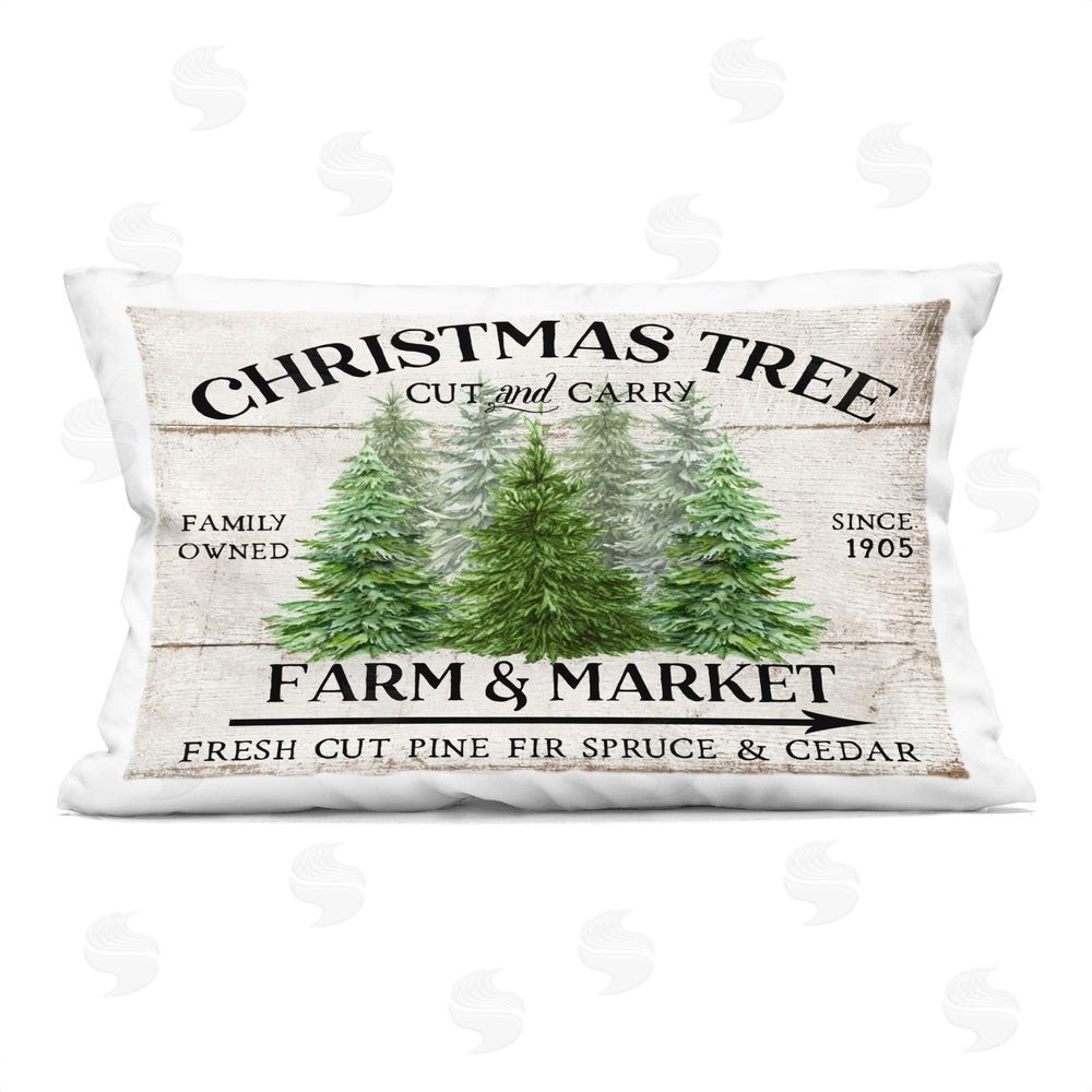 Creatif Belle Farm & Market Christmas Printed Plush Polyester Throw Pillow