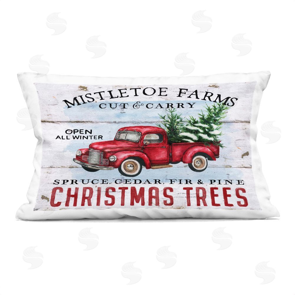 Creatif Belle Mistletoe Farm Trees Printed Plush Polyester Throw Pillow