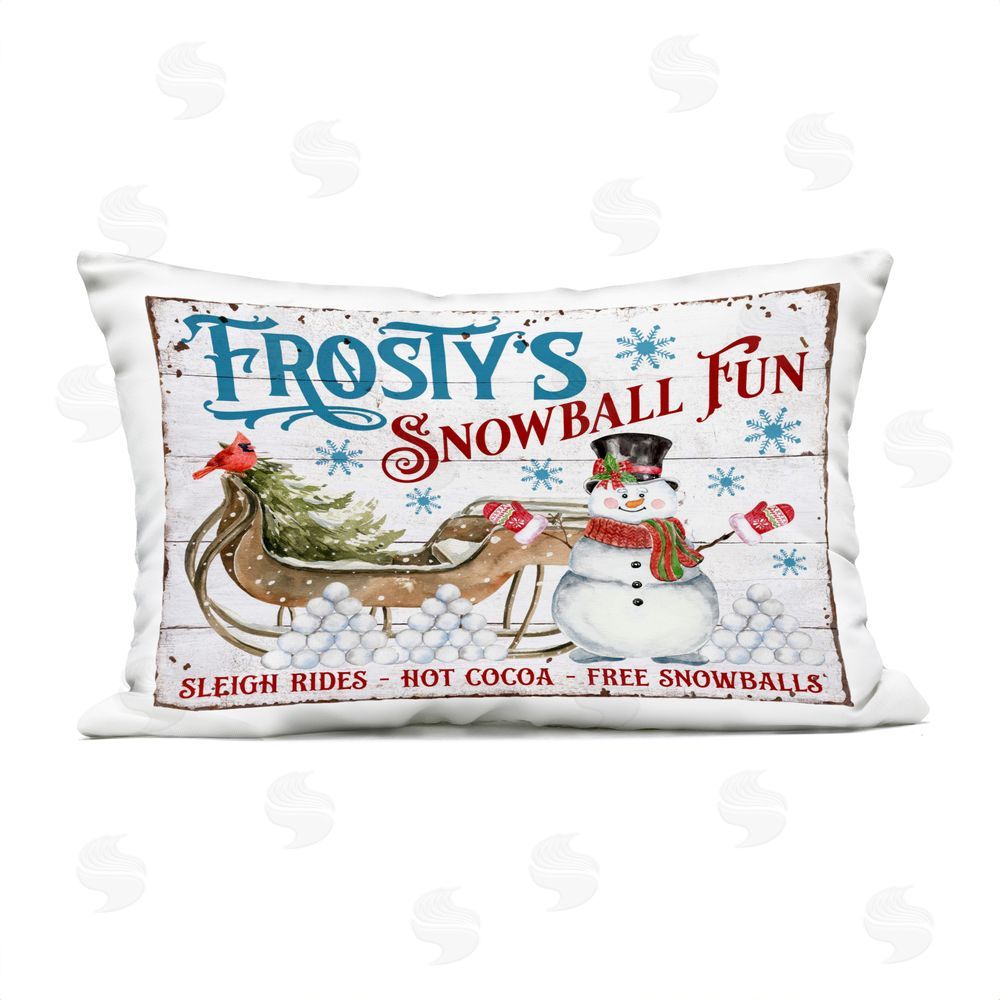 Creatif Belle Frosty's Snowball Fun Outdoor Quick-Dry Polyester Printed Throw Pillow
