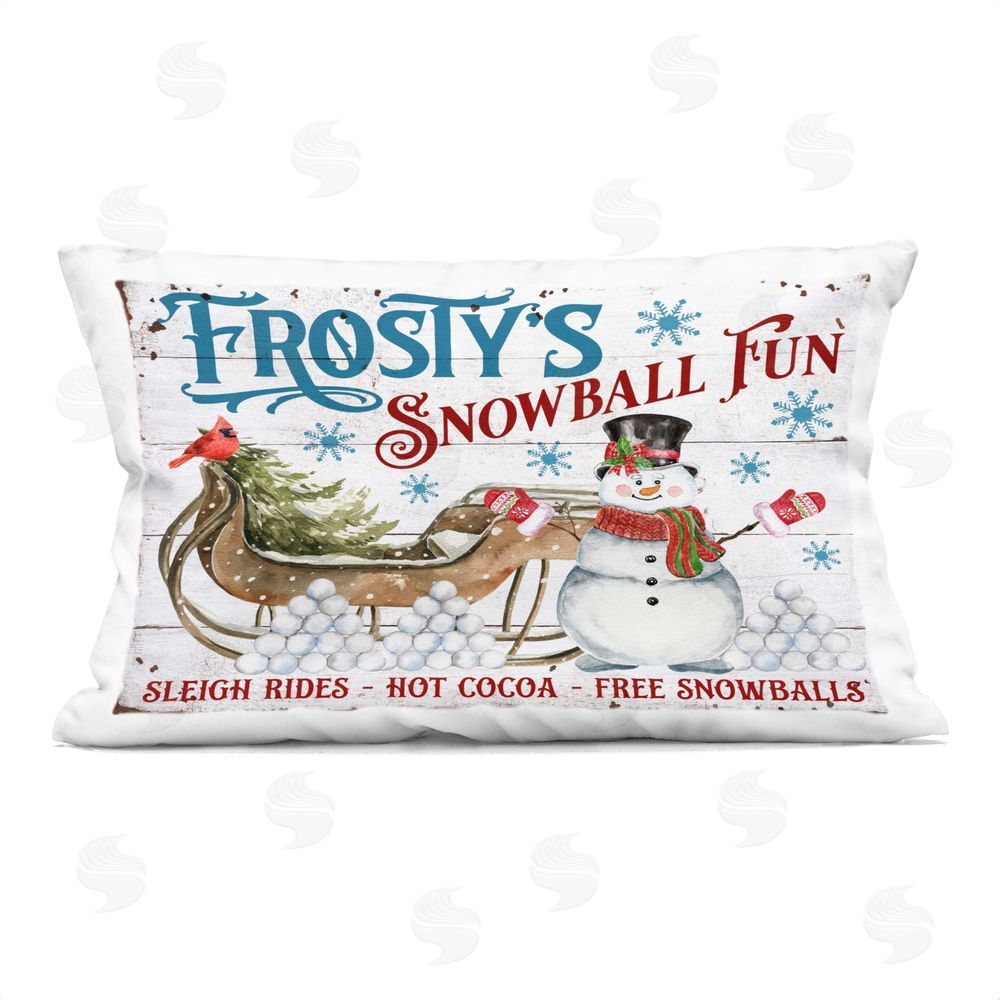 Creatif Belle Frosty's Snowball Fun Printed Plush Polyester Throw Pillow