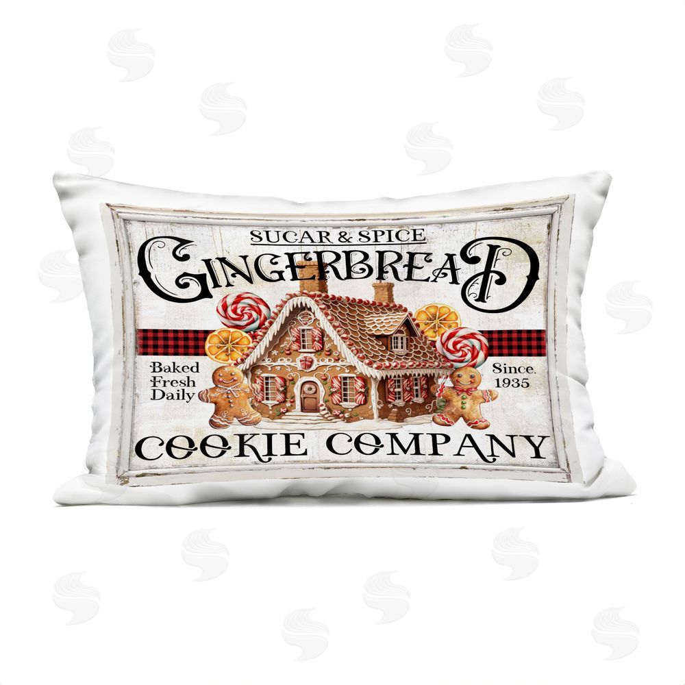 Creatif Belle Gingerbread Vintage Sign Outdoor Quick-Dry Polyester Printed Throw Pillow