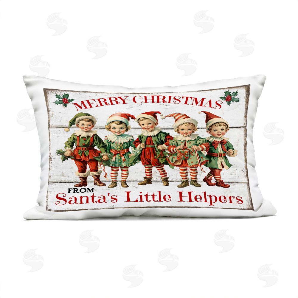 Creatif Belle Santa's Helpers Elves Outdoor Quick-Dry Polyester Printed Throw Pillow