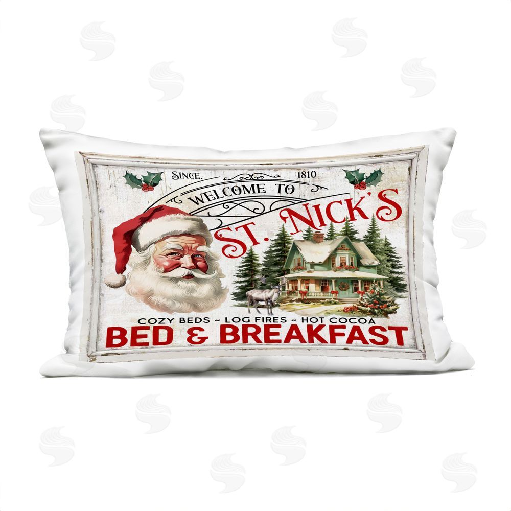 Creatif Belle St Nick's Bed & Breakfast Outdoor Quick-Dry Polyester Printed Throw Pillow