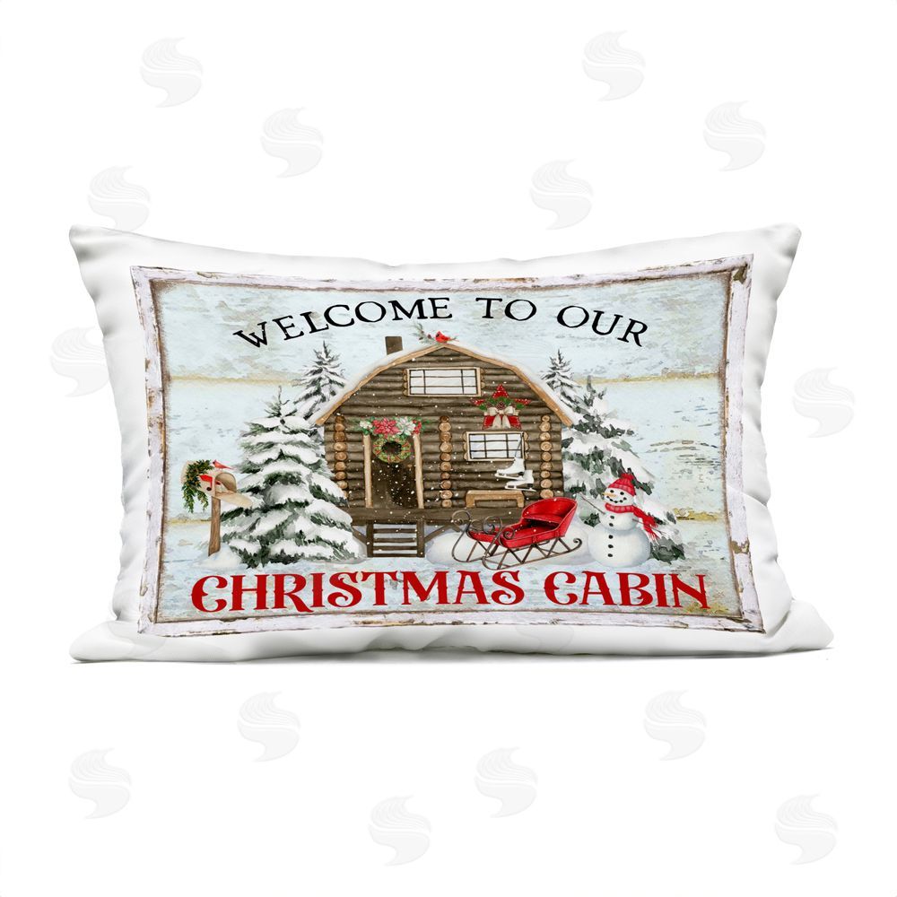 Creatif Belle Welcome Christmas Cabin Outdoor Quick-Dry Polyester Printed Throw Pillow